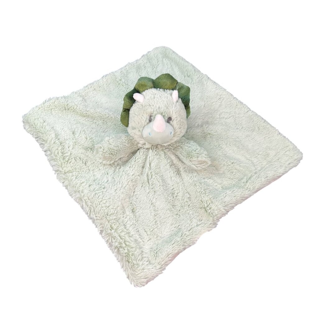 KellyToys Plush Dinosaur Baby Security Blanket Lovey Rattle Pastel Green